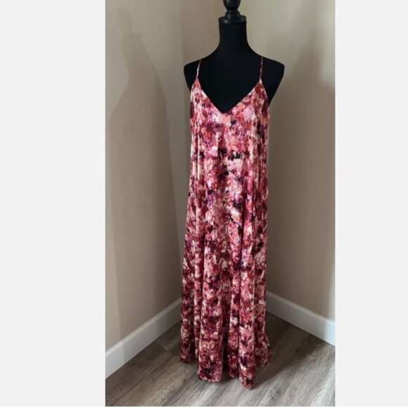 Nicole Miller Abstract Watercolor Pattern Dress - Pink - Size Medium - Picture 1 of 9